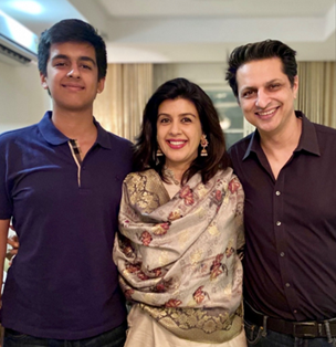 Monisha posing with husband, Sandeep and son, Vir. 